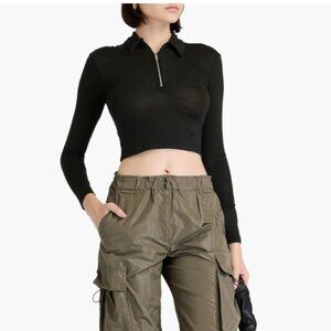 Nanushka cropped wool-jersey half-zip top